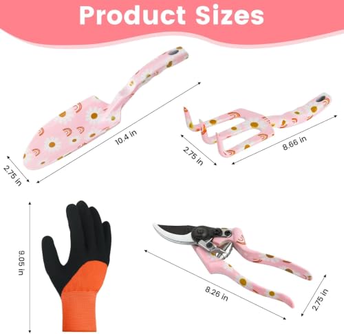 4 Pack Garden Tools Set Heavy Duty Gardening Tools Set Include Garden Shovel + Garden Tools 10 Pack Floral Pattern Garden Tool Set with Tote Bag
