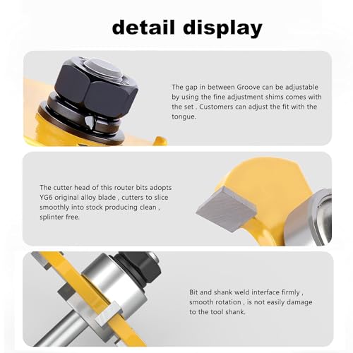 Newdeli 2Pcs Tongue and Groove Router Bit Set & 3Pcs 45 Degree Lock Miter Router bits (1/2” 5/8” 3/4” Cutting Height) 1/4 Inch Shank Joint Router Bits for Professional and Beginner Carpenters