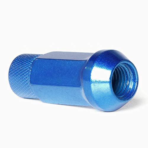 Circuit Performance Forged Steel Extended Open End Hex Lug Nut for Aftermarket Wheels: 12x1.25 Blue - 20 Piece Set + Tool