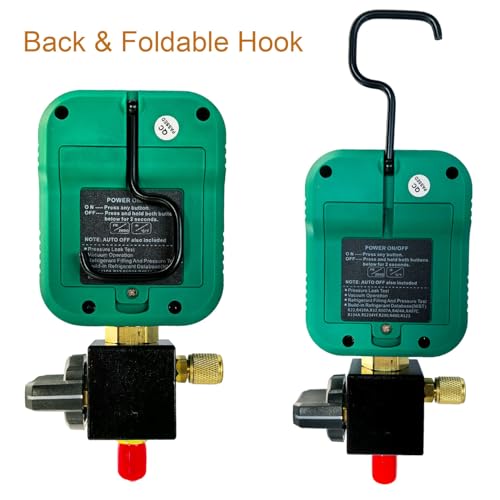 Portable Digital HVAC Manifold Gauge Set Refrigerant Gauge Diagnostic Tool for R134A/R410A/1234YF 12 Refrigerants | Pressure/Vacuum/Leak Test | Automotive & Home HVAC Maintenance