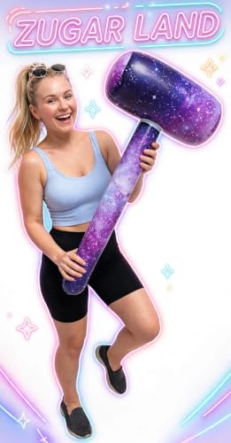 Zugar Land Galaxy Print Mallet (37 Inch) (12 Pack) Vinyl Inflatable Hammer for Pools and Beach Parties Science Themed (12 Pack) 12 Pack