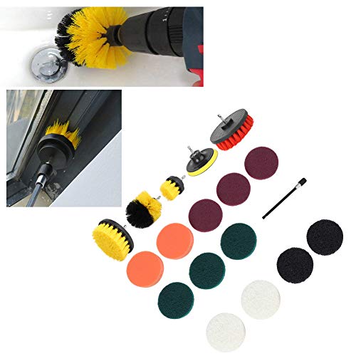 Latest 18Pcs Electric Drill Brush Set Multifunction Power Cleaner Scrubber Attachments Home Cleaning Supplies Suitble for Cleaning Bathtub, Grout