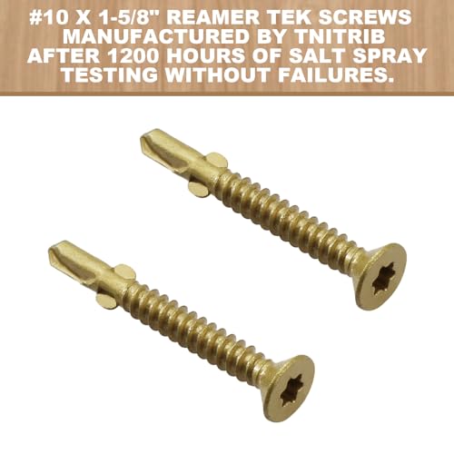 #10 x 1-5/8" Reamer Tek Torx/Star Head Self-Drilling Wood to Metal Screws - Tek Screws for Flatbeds, Trailers, or for Fastening Wood to Steel - T-25 Torx Screw Head (130 Pcs)… (Pack of 2) #10x1-5/8" (Pack of 2)