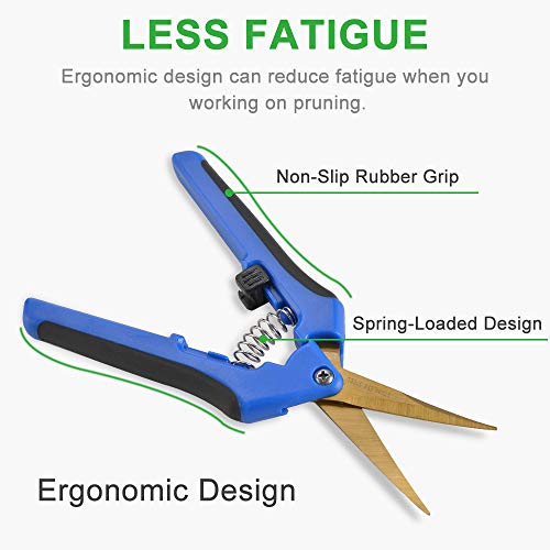 GROWNEER 3 Packs Pruning Shears with Curved Precision Blades, 6 Packs Pruning Shears with Straight Blades Gardening Hand Pruning Snips