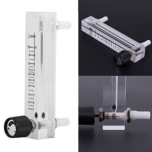 Oxygen Air Flow Meter, LZQ-7 Gas Flow Meter 1-10LPM Flow Meter with Control Valve for Oxygen/Air/Gas, 8mm Hose Barb