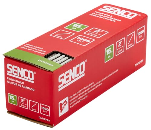 SENCO DA21EPBR 34 Degree Collated Finish Nails, 15 Gauge, 2 Inch Length, Bright, 1,000 Count Pack 2-inch Low Carbon Steel