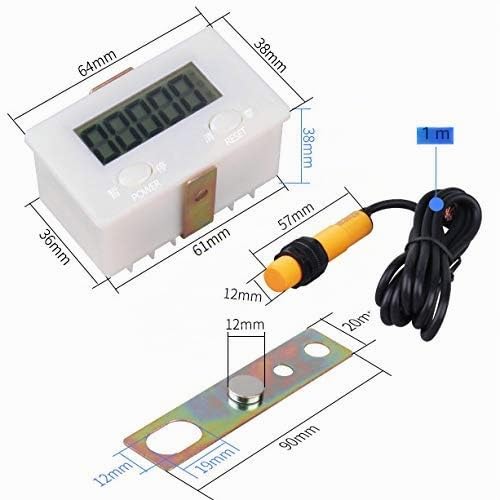 DIGITEN Punch Digital Counter, 5 Digit Counter Totalizer with Magnetic Induction Switch, Electronic Tally Counter 0-9999 Digit Forward Digital Counter, LCD Gauge Forward People Door Counter