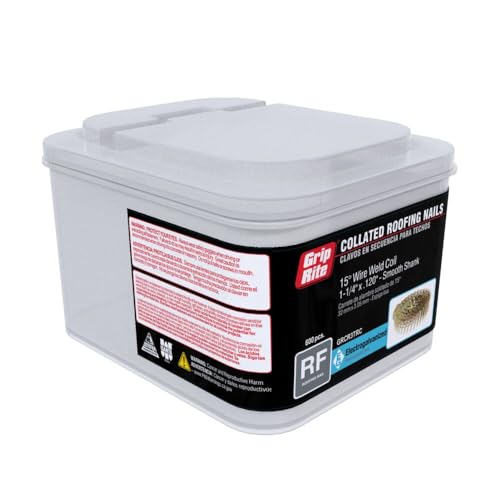 Grip-Rite 1-1/4-Inch 15? Electro-GALVANIZED Coil Roofing Nails, Smooth Shank, 600 nails per tub 1-1/4 "