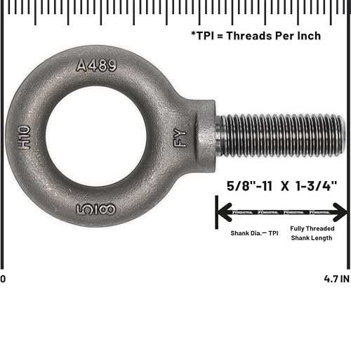 3 Pcs Lifting Shoulder Eye Bolts 5/8"-11 X 1-3/4" 5/8"-11 X 1-3/4" Self Colored 3