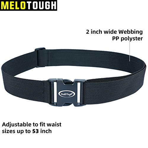 Melo Tough Professional Electrician Tool Pouch Shoulder Tool Carrier with Multiple Pockets + Tool Web Work Belt Buckle 2" inch Wide Belt Black Simple Style