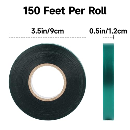 KINGLAKE GARDEN Stretch Tie Tape Roll-4 Rolls Total 600 Feet 1/2" Green Garden Tape,Plant Ribbons Plant Garden Tie for Branches, Climbing Planters, Flowers (Pack of 3) 600 Feet (Pack of 3)