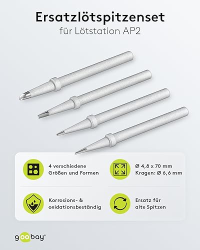 Replacement Soldering Tip Set for Soldering Station AP 2, 4 Stunning Colours, Soldering Tip Set, 4-piece for AP2, For Ø 4.8 mm, Single