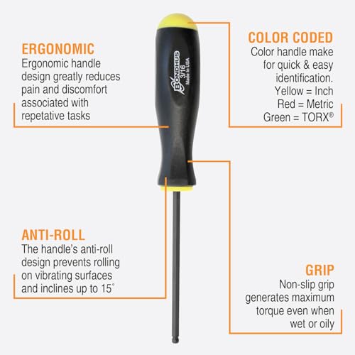Bondhus 10637 Set of 13 Balldriver Screwdrivers, ProGuard Finish, sizes .050-3/8-Inch Multi