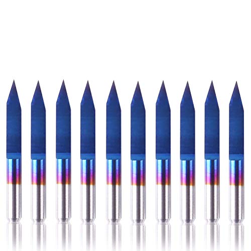 Genmitsu 10Pcs Nano Blue Coat Engraving Bits, 30 Degree 0.1mm Tip 1/8" Shank Conical V-Bit + Genmitsu EVA CNC Milling Bit Storage Tray with 85 Holes, 200mm x 200mm x 43mm