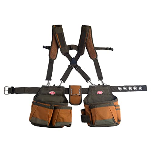 Bucket Boss - AirLift Tool Belt with Suspenders, Tool Belts - Original Series (50100), Brown, 52 Inch & SWANSON Tool Co S0101 7 Inch Speed Square, Blue