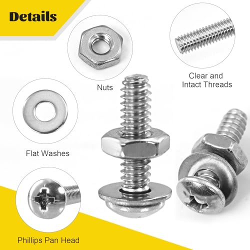 358PCS SAE #6-32#8-32#10-24 Phillips Pan Head Bolts Machine Screws Assortment Kit & 164PCS M8 Flange Head Bolts Assortment Kit with Nuts, Washers