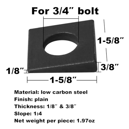 GBGS 20 Pack 3/4" Bolt Beveled Square Washers, Leveling Washers for I-Beams