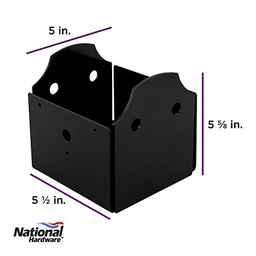 National Hardware N800-011 Structural Post Base Outdoor Reinforcement Hardware Reinforcement for Mailboxes Pergolas and Gazebos Use 6x6 Lumber Install to Concrete or Stone, 5 X 5 1/2 X 5 5/8, Black Hartley Collection, Black