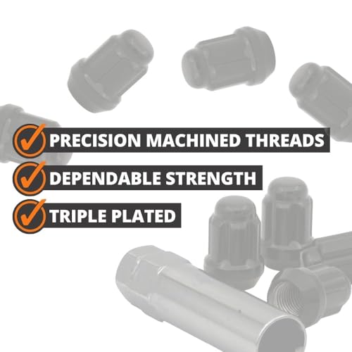 1/2" Bulge Acorn Spline Lug Nuts 1.38" 5 Lug Install Kit in Sleek Black Finish | Includes 20 Spline Lug Nuts with Key | 6 Spline Lug Nuts | Compatiable with Many Vehicles