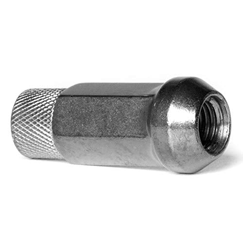 Circuit Performance Forged Steel Extended Open End Hex Lug Nut for Aftermarket Wheels: 12x1.25 Hyper Black - 20 Piece Set + Tool