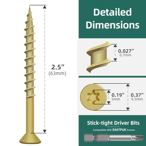 (16 Sets) 1/4-20 x 2-1/2 Carriage Bolts with Nuts and Washers & 152 PCS 2lb, Wood Screws #10x2-1/2, Deck Screws 2-1/2 Inch, Rust Resistant Exterior Epoxy Coated Outdoor Decking Screws