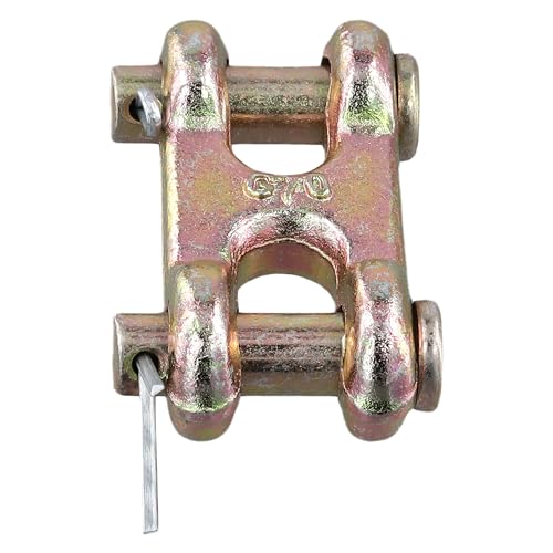 SOUJAP Twin Clevis Link, 3/8 Inch G70 Forged, Zinc Plated, 6600LBS Working Load Limit, for Truck Trailer Transport, 6 Pack, Golden