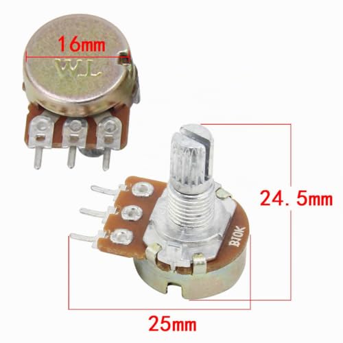 Aussel Linear Potentiometer 3 Terminal Rotary Potentiometer with Cap Nuts and Washer