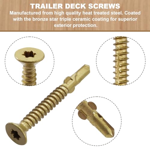 Wood to Metal Self Tapping Screws #10 x 1-5/8" (130 Pcs) Reamer Tek Torx/Star Head Self Drilling Screws, Hex Screws, Tek Screws, T-25 Torx Screw Head