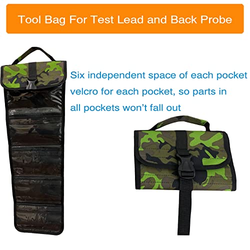 2 Wires 30FT 18AWG Retractable Test Leads with Roll-up Storage Pouch