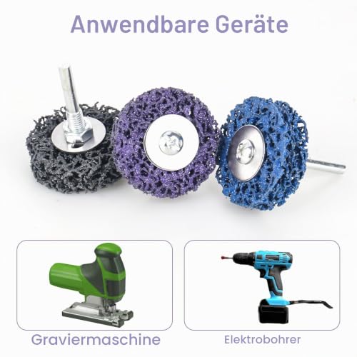 Pack of 9 CSD disc grinding disc, 50 mm grinding attachment for cordless screwdriver, cleaning disc set, grinding for drill, coarse cleaning disc of paint, rust, oxidation cleaning, removal