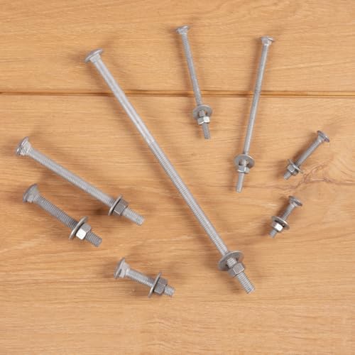 5/16" x 6" Carriage Bolts (25 PCS), Hot Dip Galvanized, Heavy Duty Round Head with Washers and Nuts