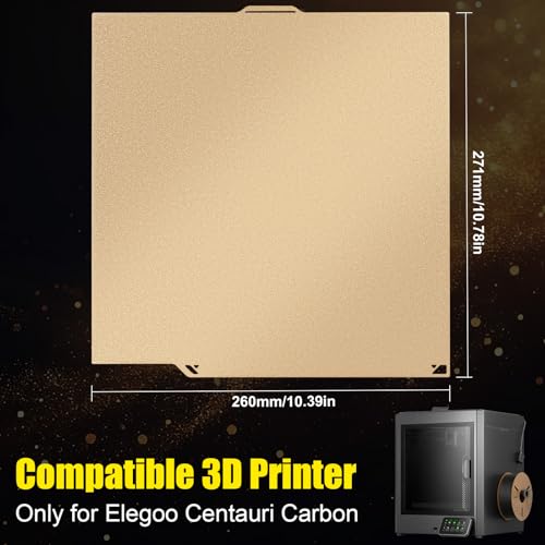 Centauri Carbon PEI Build Plate 260 x 271 mm, Double Sided Textured PEI Printing Plate Spring Steel Print Bed for Elegoo Centauri Carbon 3D Printer