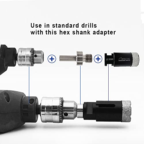 SHDIATOOL Tile Diamond Core Hole Saw,1-1/2-inch Drill Bits Plus Hexagon Adapter for Porcelain Ceramic Marble