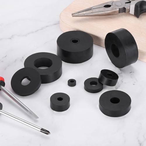 uxcell 18Pcs Thick Rubber Spacer, 2 Inch OD x 5/16 Inch ID x 25/32 Inch Thickness Black Round Rubber Bushings Anti Vibration Flat Washers for Home Industrial Machinery(50 x 8 x 20mm) 2" OD x 5/16" ID x 25/32" T(50 x 8 x 20mm) 18