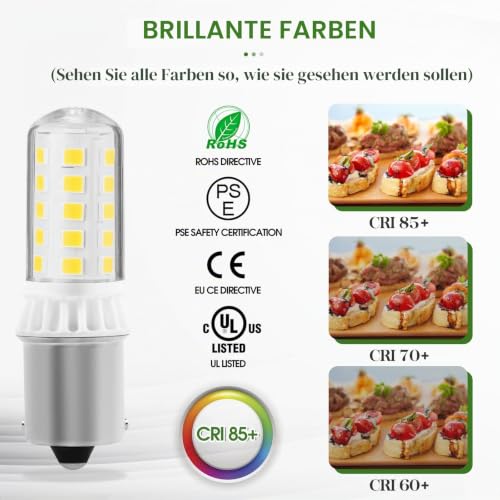 KUNKA B15S 12V Home LED Light Bulb 3W 400 Lumens CRI85 1156 Socket AC12V-24V (Warm White 3000K, Set of 2) Warm White 3,000 K Set of 2