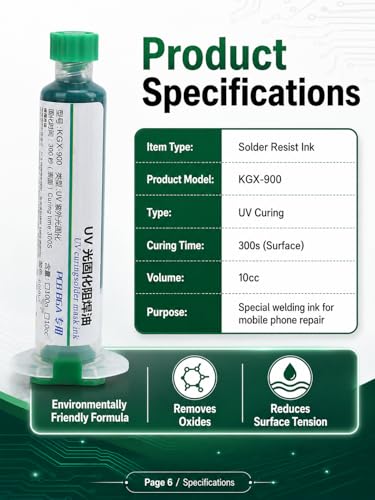 VOBOR UV Curing Soldering Ink with Pressure Needle, 2 Pack 10CC PCB Insulation Paint & Soldering Mask for Protection and Isolation of PCB Components, UV Light Curing Solder Resistant Ink, Green