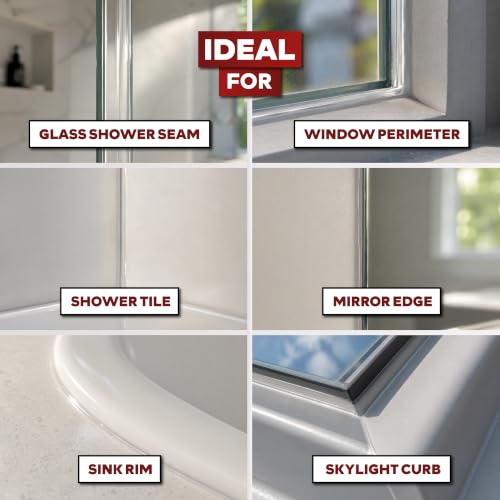 XFasten Clear Silicone Caulk Neutral Cure 10.1 oz (4-Pack) 100% Waterproof Silicone Sealant, Crack and Shrink Resistant, Low Odor, Strong Adhesion Caulking for Kitchen Bath Window Shower Outdoor Use 4-Pack (40.4oz)