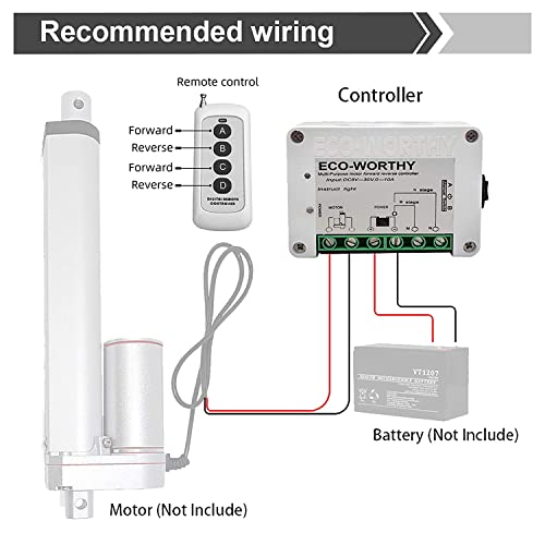 DCHOUSE Linear Actuator 1500N, Lift50-450mm Stroke, 12V Electric Motor, Silver(L11TGF1000N50-T-1), Controller & Remote Control Controller 1500N