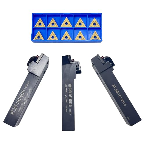 3pcs 5/8" 16mm Indexable Carbide Lathe Turning Tool Holder Set MTJNR1616H16+ MTJNL1616H16+MTENN1616H16 with 10pcs TNMG160404/TNMG331 Carbide Turning Insert (5/8" 16mm Turning Holders+TNMG Inserts) 5/8" 16mm turning holders+TNMG inserts