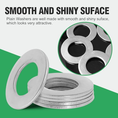 1" Stainless Steel Flat Washers - 2" Outside Diameter, 304（18-8） Stainless Steel Washers Metal Washer for Screws Bolts, Pack of 25 1" x 2"