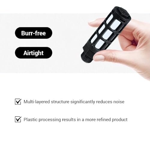 20Pcs Plastic Air Pneumatic Mufflers, Black 3/8" Male Thread Compressor Exhaust Silencer Fitting for Industrial Grade Air Compressor Tools, Automotive Workshop Air Valve Cylinder 3/8"-20pcs
