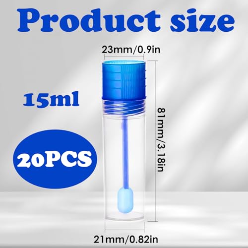 Chair Sample Tube, Faecal Sample Tube, Dog and Cat, 20 Pieces, 15 ml, Transparent, with Spoon, High-Quality Material, Dense Design