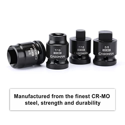 CASOMAN 8PCS 1/2-Inch Drive Pipe Plug Socket Set, Cr-Mo, SAE, Male/Female Set, 7/16", 1/2", 5/8", 9/16", Tapered Male Square Drive, Chamfered Female Square Drive 1/2"Dr.
