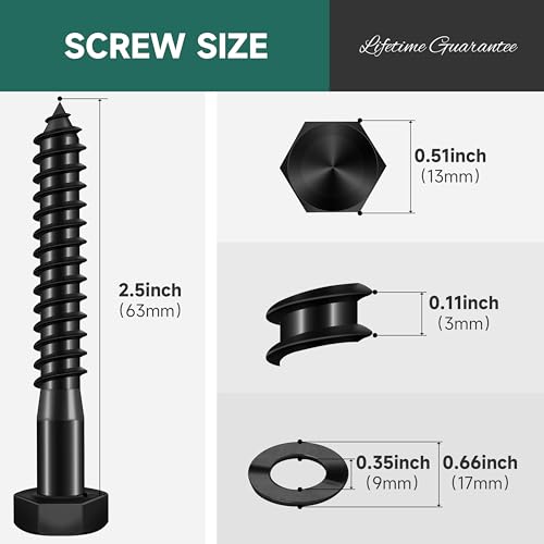 (12Sets) 5/16" x 2-1/2" Hex Head Lag Bolts & 74Pcs 5/16 Hex Head Lag Bolts Screws Assortment Kit, Heavy Duty Lag Screws with Washers, 304 Stainless Steel, Bolt for Wood, Partial Thread