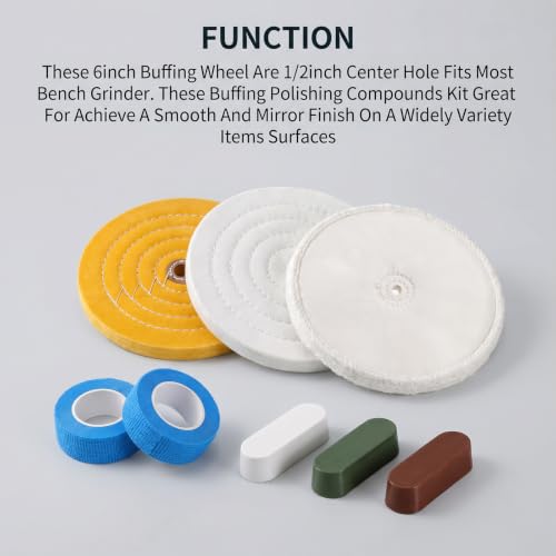 3Pcs 8Inch Buffing Polishing Wheels, Extra Thick for Bench Grinder