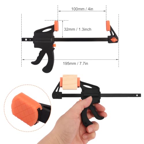 20 Pack 4 Inch F Bar Clamp, Medium Duty 70lbs One Handed Clamps/Spreader, Bar Clamps for Woodworking, Crafting, by GENHAKON 20 Pack 4 Inch