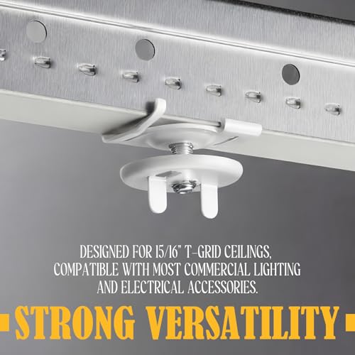 Silkfly 50 Pcs White Spring Steel T Bar to Electrical Fixture Twist Clip with Wing Nut, Mounting Clip for Installation of Suspended Drop Ceilings for 15/16 Inch T-Grid