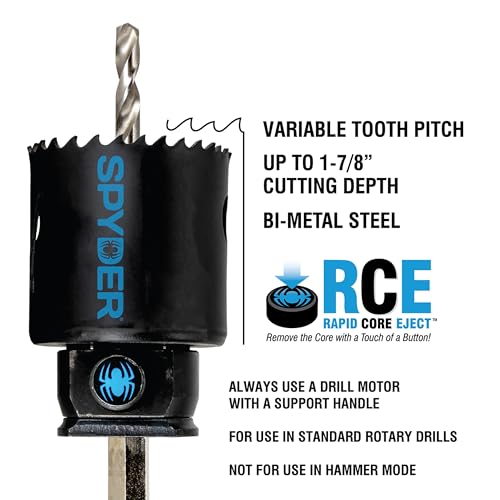 Spyder 6-3/8" Bi-Metal Hole Saw for Steel, Nail-Embedded Wood, and Plastics, Variable Tooth Pitch, Use with Hex10 (1/2") Pilot Bit Arbor (600928CF) 6-3/8 inch
