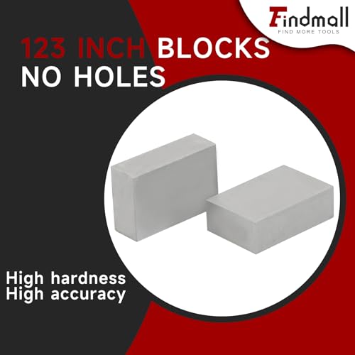 findmall 1 x 2 x 3 Inch Blocks Matched Pair No Holes Hardened Steel Accuracy Ground Machinist 123 Blocks Set Up Blocks Fit for Accuracy Grinding Layouts No Hole