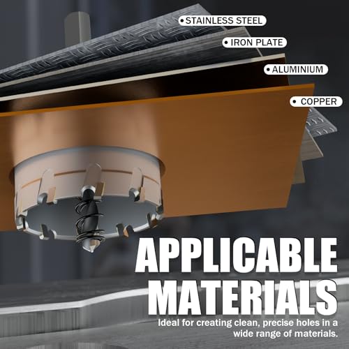 GSTK 20PCS Upgrade Heavy Duty Carbide Hole Saw Kit,with 5*Extra Titanium Plated Pilot Center Drill and 2* Spring，for Hard Metal, Stainless Steel, Iron 15pcs